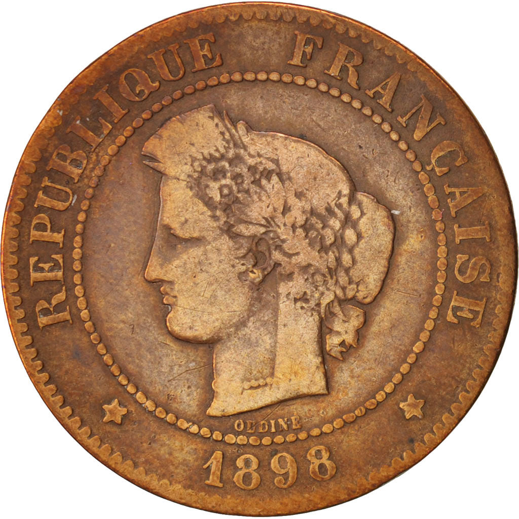 France, Cérès, 5 Centimes, 1898, Paris, F(12-15), Bronze, KM:821.1, Gadoury157a