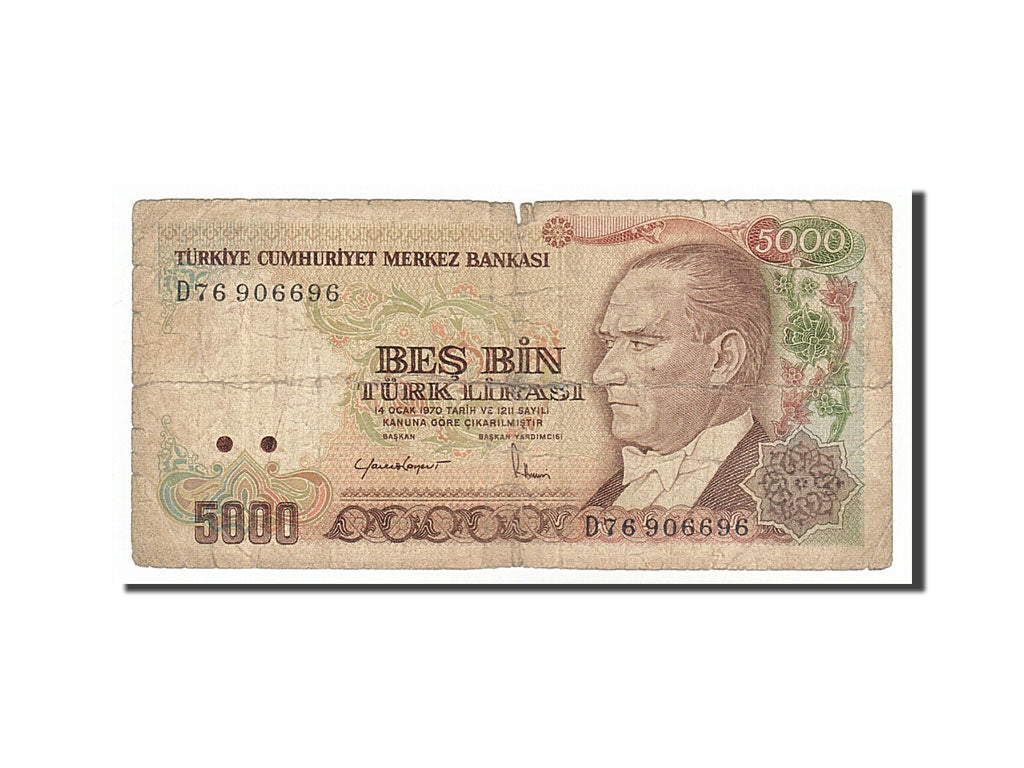 Turkey, 5000 Lira, 1985, KM #197, VG(8-10), D76906696