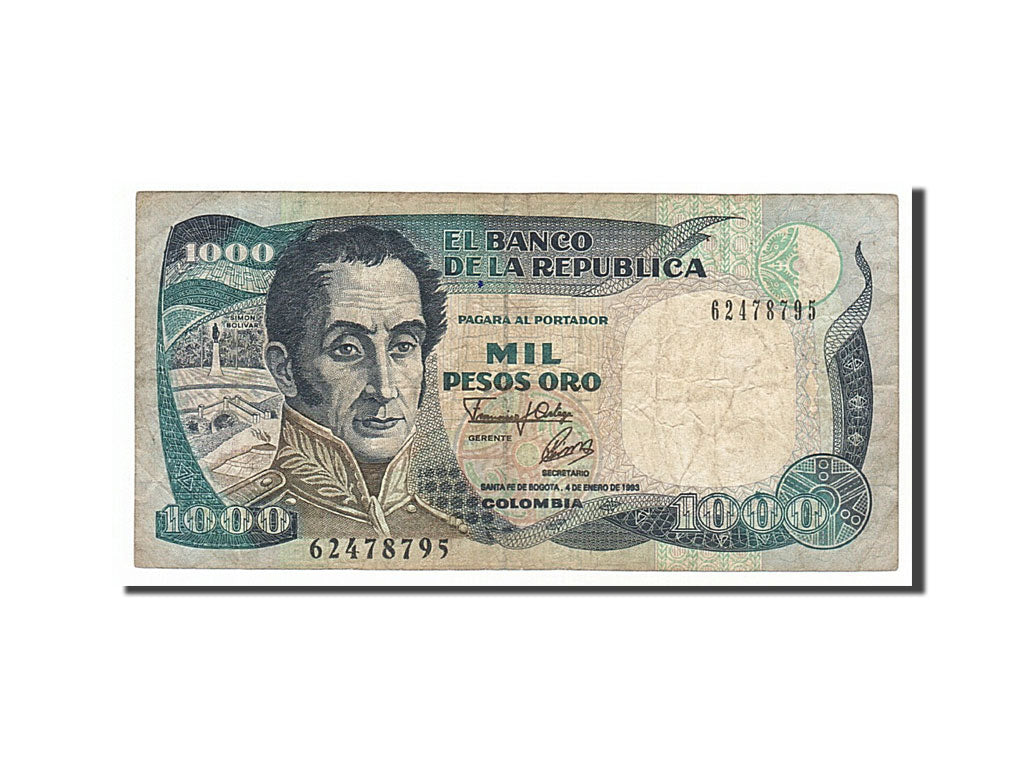 Colombia, 1000 Pesos Oro, 1993-01-04, MB