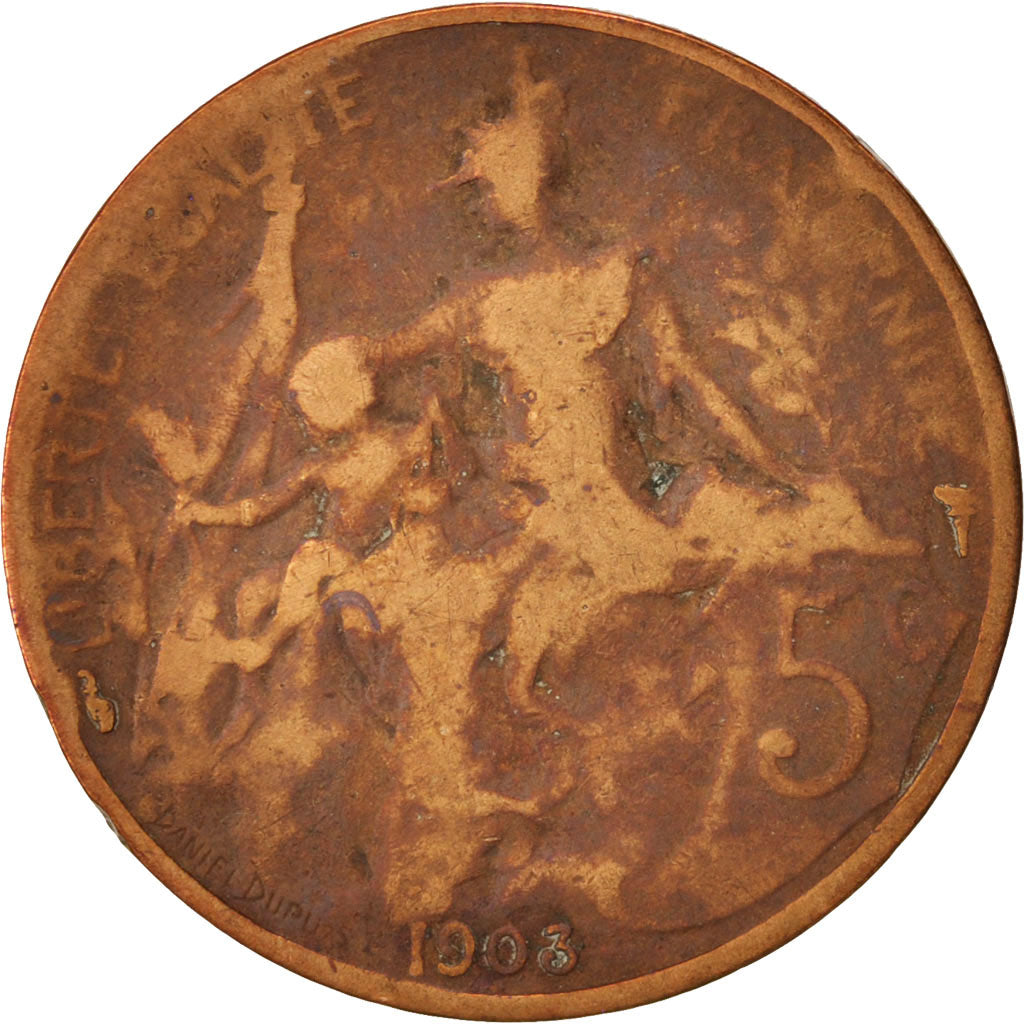 France, Dupuis, 5 Centimes, 1903, Paris, VG(8-10), Bronze, KM:842, Gadoury:165