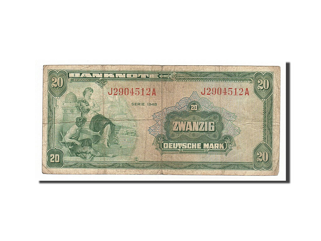 Banknote, GERMANY - FEDERAL REPUBLIC, 20 Deutsche Mark, 1948, VF(20-25)