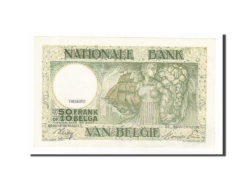 Banknote, Belgium, 50 Francs-10 Belgas, 1945, 1945-01-02, AU(55-58)