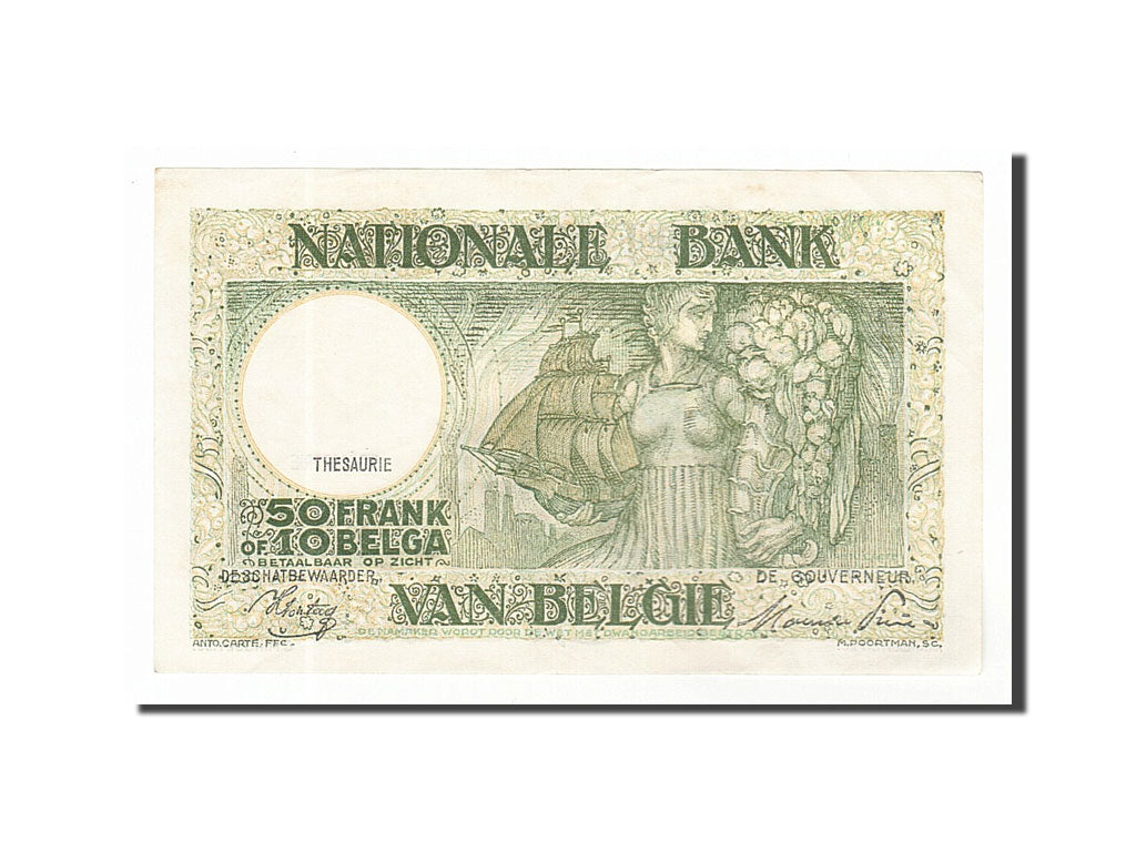Banconote, Belgio, 50 Francs-10 Belgas, 1945, 1945-01-02, SPL-