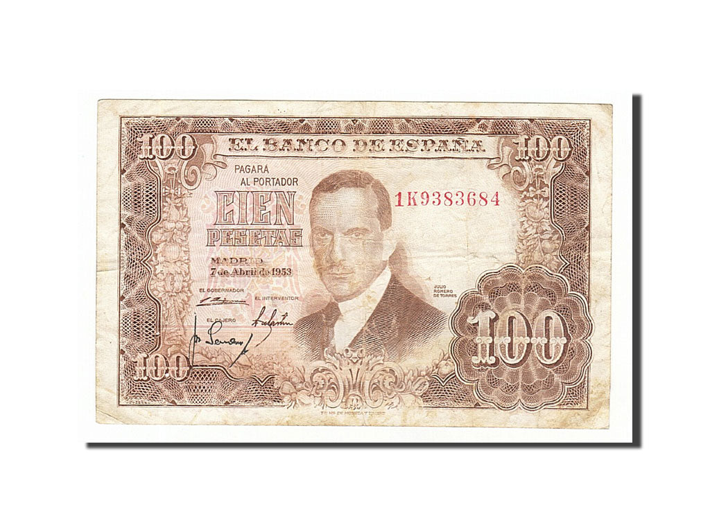 Spagna, 100 Pesetas, 1953, 1953-04-07, MB