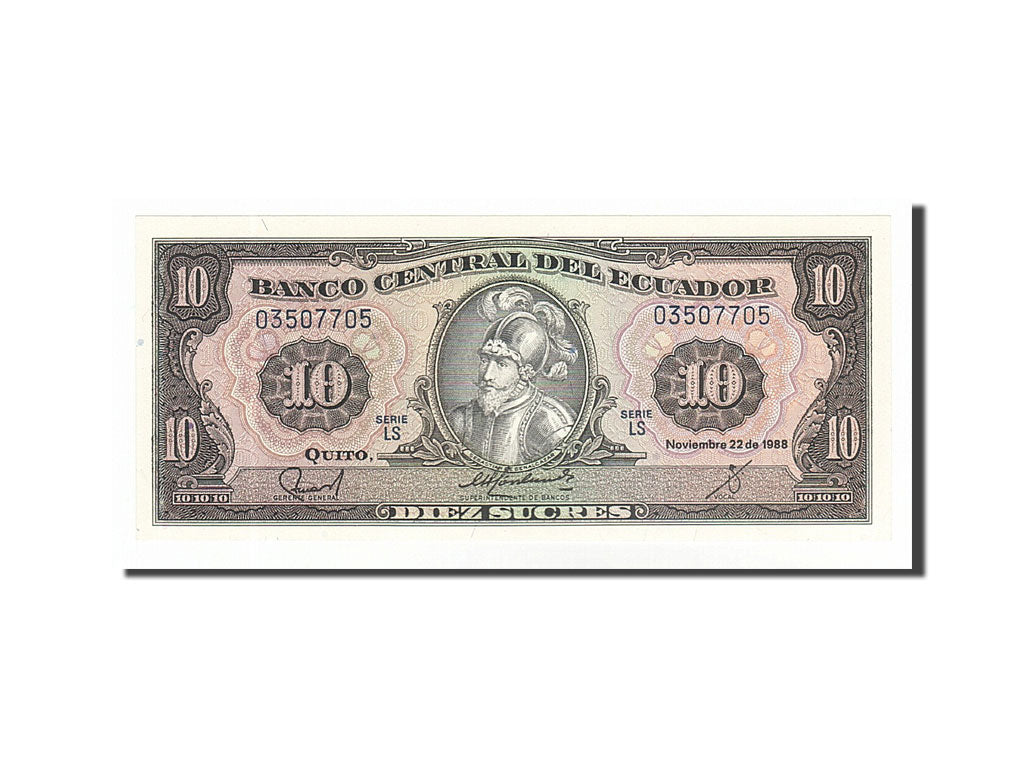 Banknote, Ecuador, 10 Sucres, 1988, 1988-11-22, UNC(65-70)