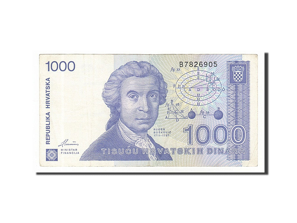 Croatia, 1000 Dinara, 1991, KM #22a, 1991-10-08, EF(40-45), B7826905