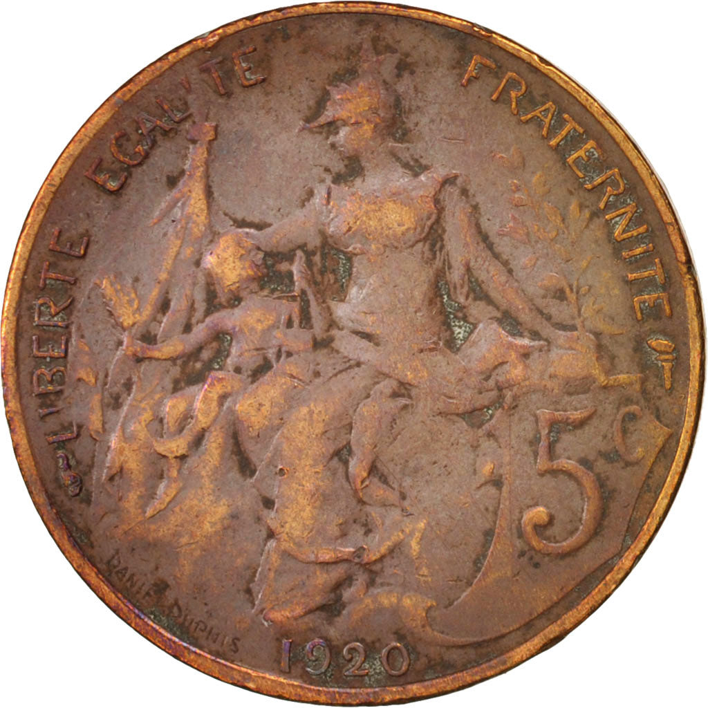 Coin, France, Dupuis, 5 Centimes, 1920, Paris, VF(30-35), Bronze, KM:842