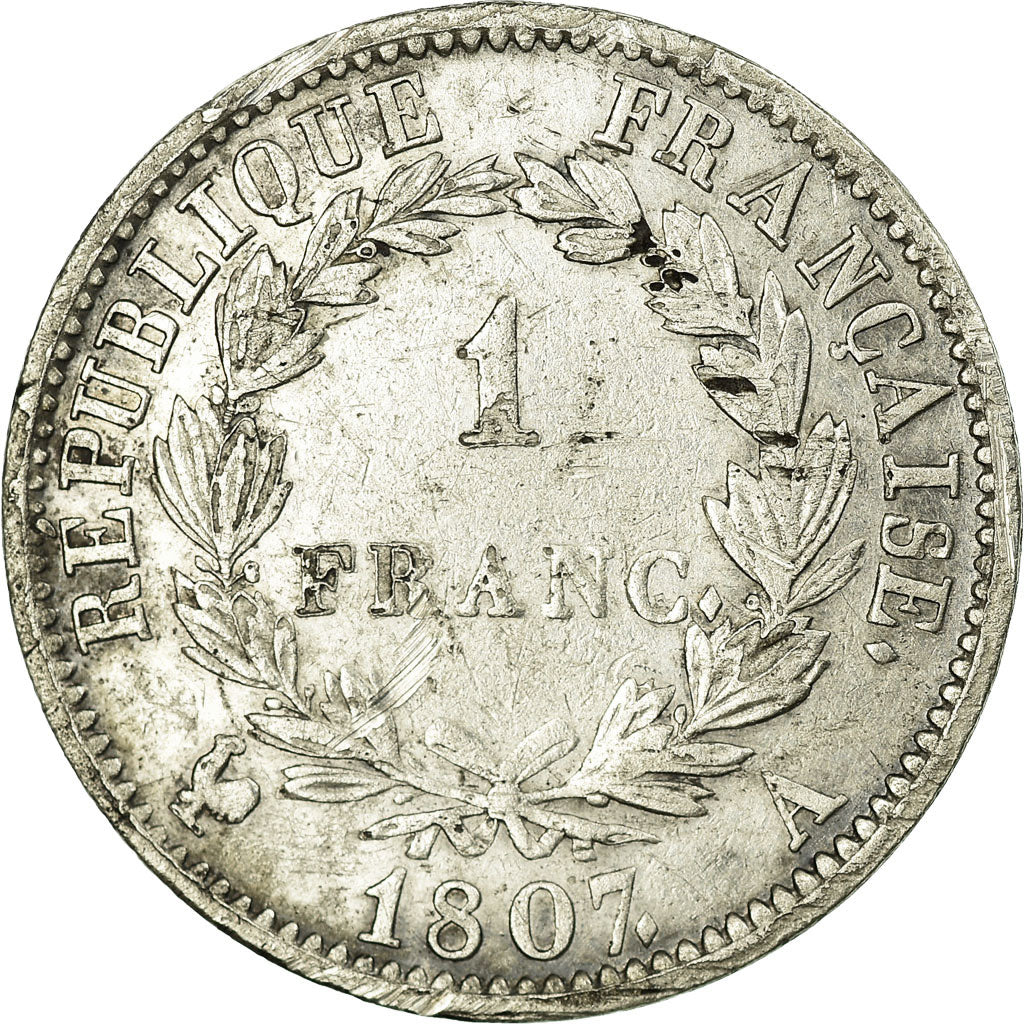 Monnaie, France, Napoléon I, Franc, 1807, Paris, TB+, Argent, KM:681