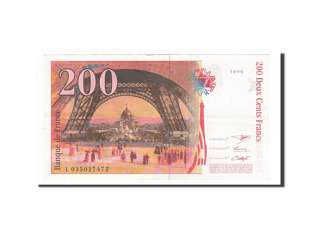 Banknote, France, 200 Francs, 200 F 1995-1999 ''Eiffel'', 1996, VF(30-35)