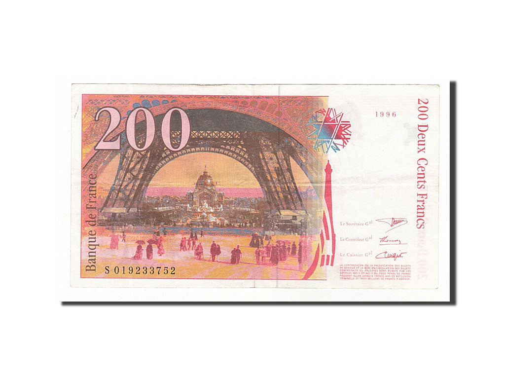 Banknote, France, 200 Francs, 200 F 1995-1999 ''Eiffel'', 1996, VF(30-35)