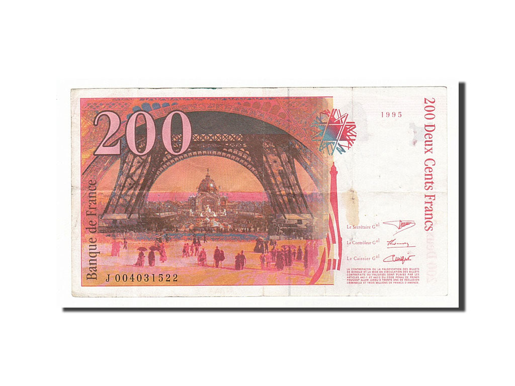 Banknote, France, 200 Francs, 200 F 1995-1999 ''Eiffel'', 1995, VF(20-25)