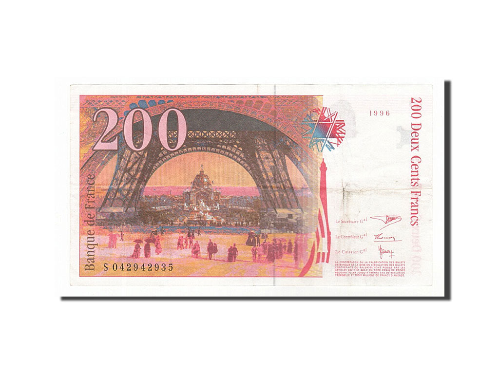 Banknote, France, 200 Francs, 200 F 1995-1999 ''Eiffel'', 1996, EF(40-45)