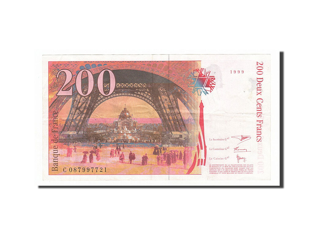 Banknote, France, 200 Francs, 200 F 1995-1999 ''Eiffel'', 1999, VF(30-35)