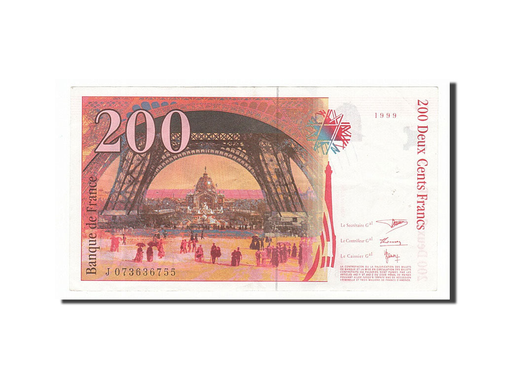 Banknote, France, 200 Francs, 200 F 1995-1999 ''Eiffel'', 1999, EF(40-45)