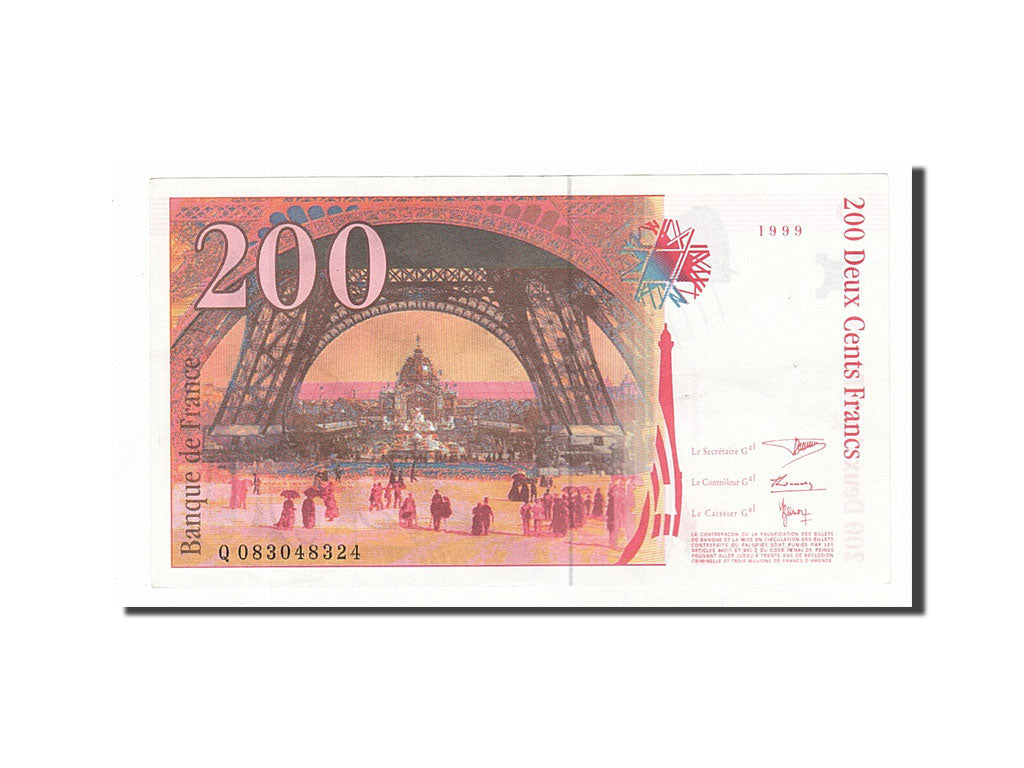 Banknote, France, 200 Francs, 200 F 1995-1999 ''Eiffel'', 1999, AU(55-58)