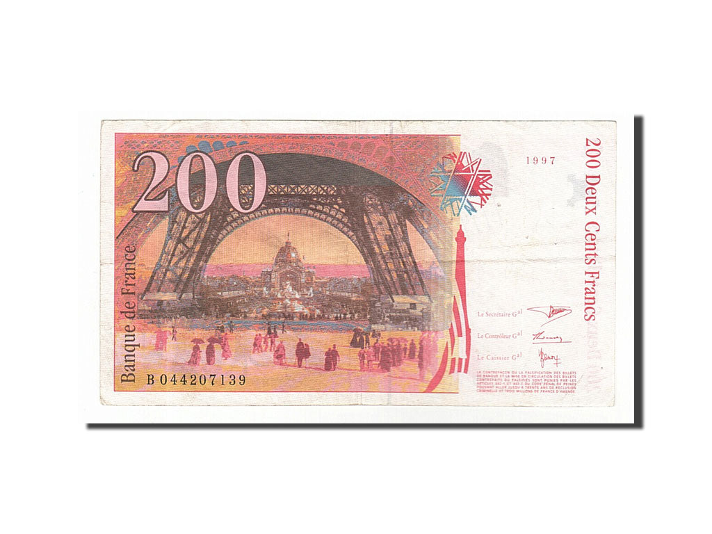 Banknote, France, 200 Francs, 200 F 1995-1999 ''Eiffel'', 1997, VF(20-25)