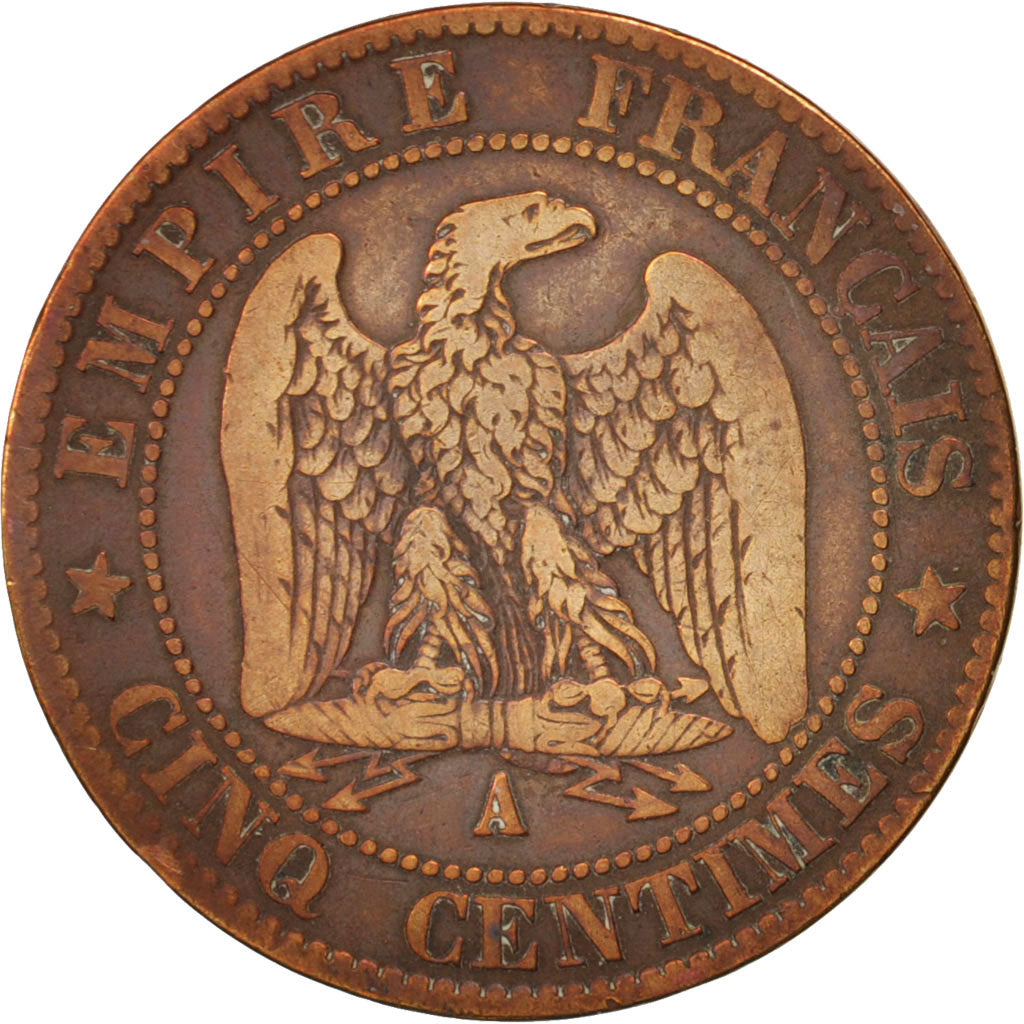 France, Napoleon III, 5 Centimes, 1863, Paris, F(12-15), Bronze, KM 797.1