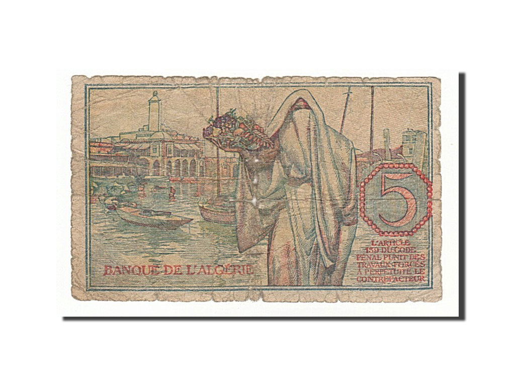 Algeria, 5 Francs, 1944, KM #94b, 1944-10-02, VG(8-10), M.946