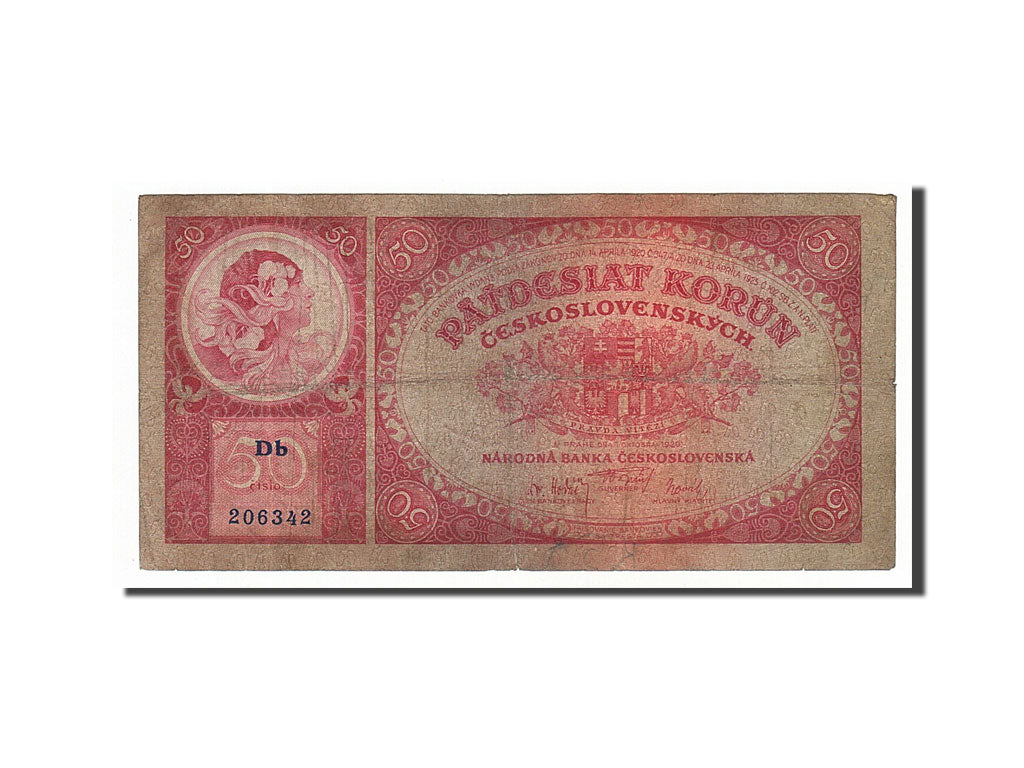 Czechoslovakia, 50 Korun, 1929, KM #22a, 1929-10-01, F(12-15), Db206342