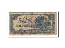 Netherlands Indies, 1/2 Gulden, 1942, KM #122b, F(12-15), SL