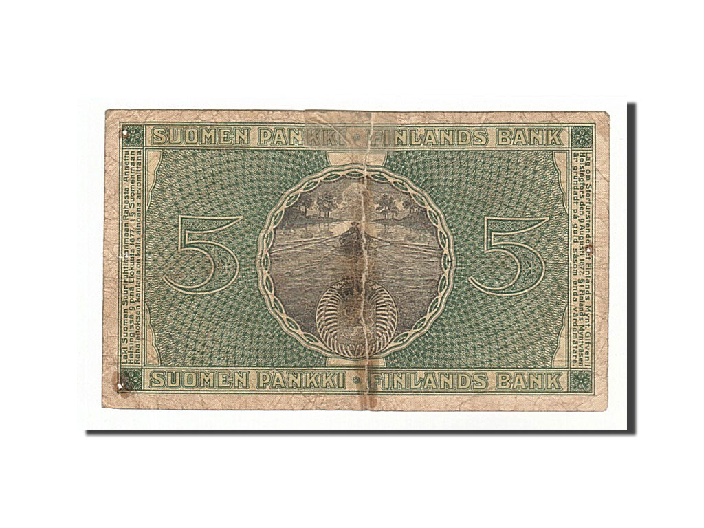 Finland, 5 Markkaa, 1918, KM #36, VG(8-10), 6074686