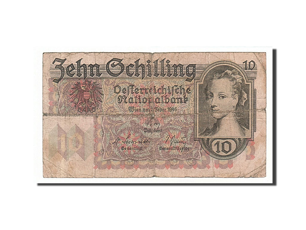 Austria, 10 Schilling, 1946, KM #122, 1946-02-02, VG(8-10), 1115 24882