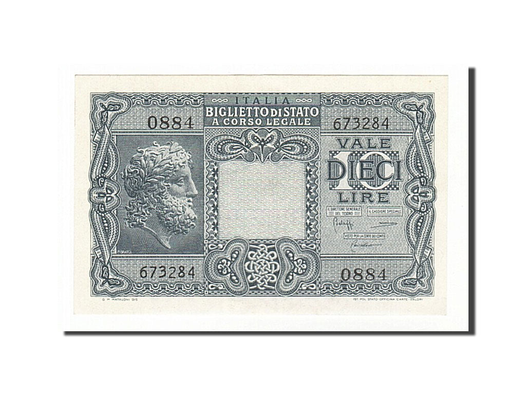Italie, 10 Lire type 1944