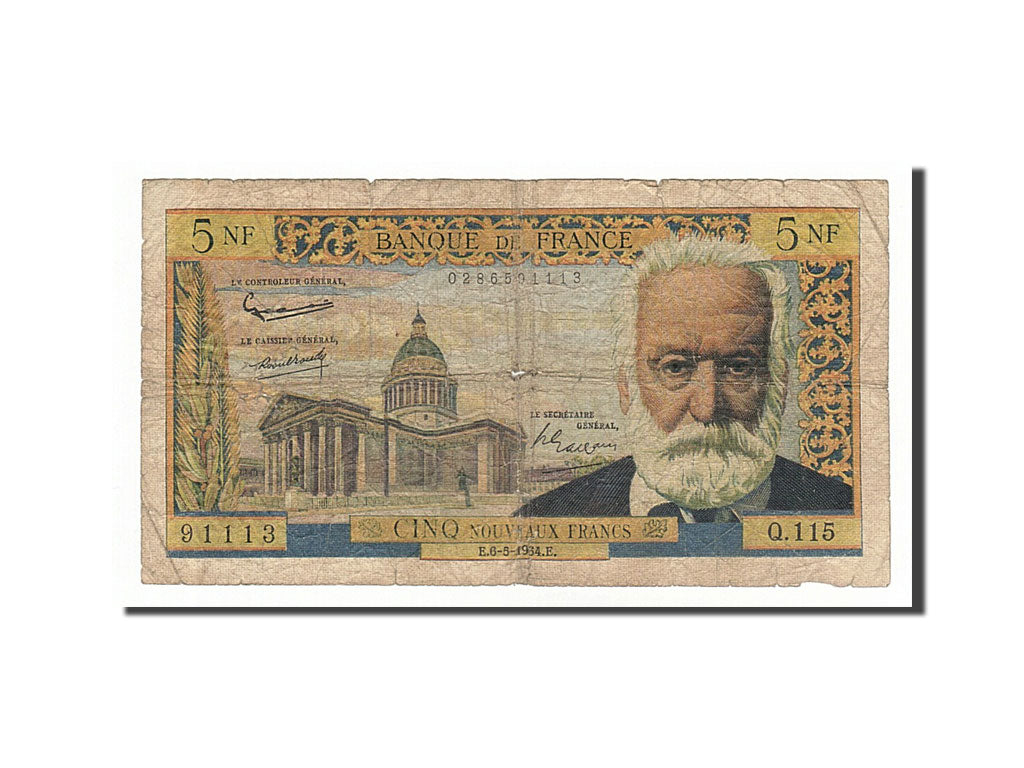 France, 5 Nouveaux Francs, 5 NF 1959-1965 ''Victor Hugo'', 1964, KM #141a,...