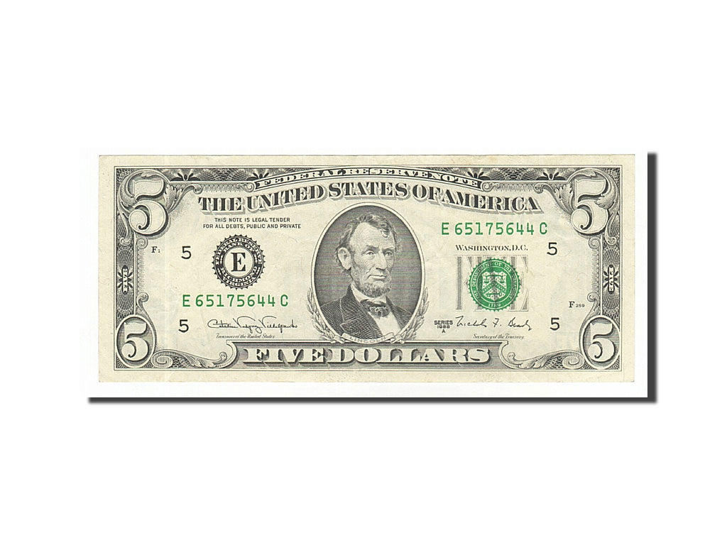 United States, Five Dollars, 1988, 1988A, EF(40-45)