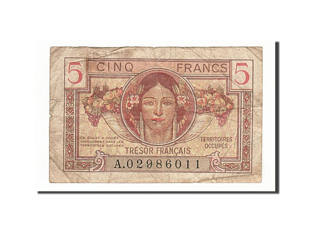 Banknote, France, 5 Francs, 1947 French Treasury, 1947, VF(20-25), Fayette:29.1