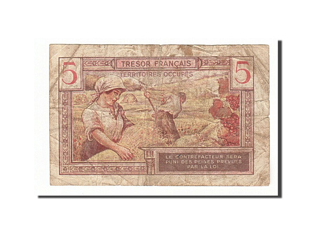 Banknote, France, 5 Francs, 1947 French Treasury, 1947, VF(20-25), Fayette:29.1