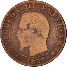 France, Napoleon III, 5 Centimes, 1857, Bordeaux, VG(8-10), Bronze, KM 777.5