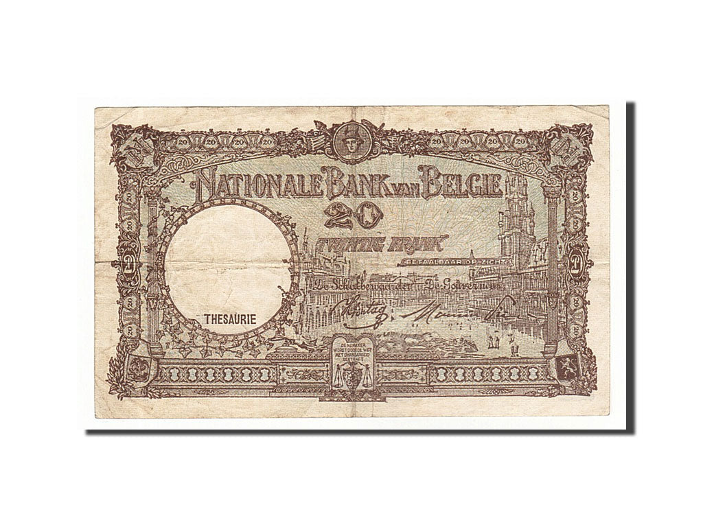 Banknote, Belgium, 20 Francs, 1945, 1945-04-19, EF(40-45)