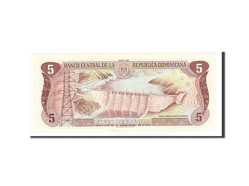 Banknote, Dominican Republic, 5 Pesos Oro, 1990, UNC(65-70)