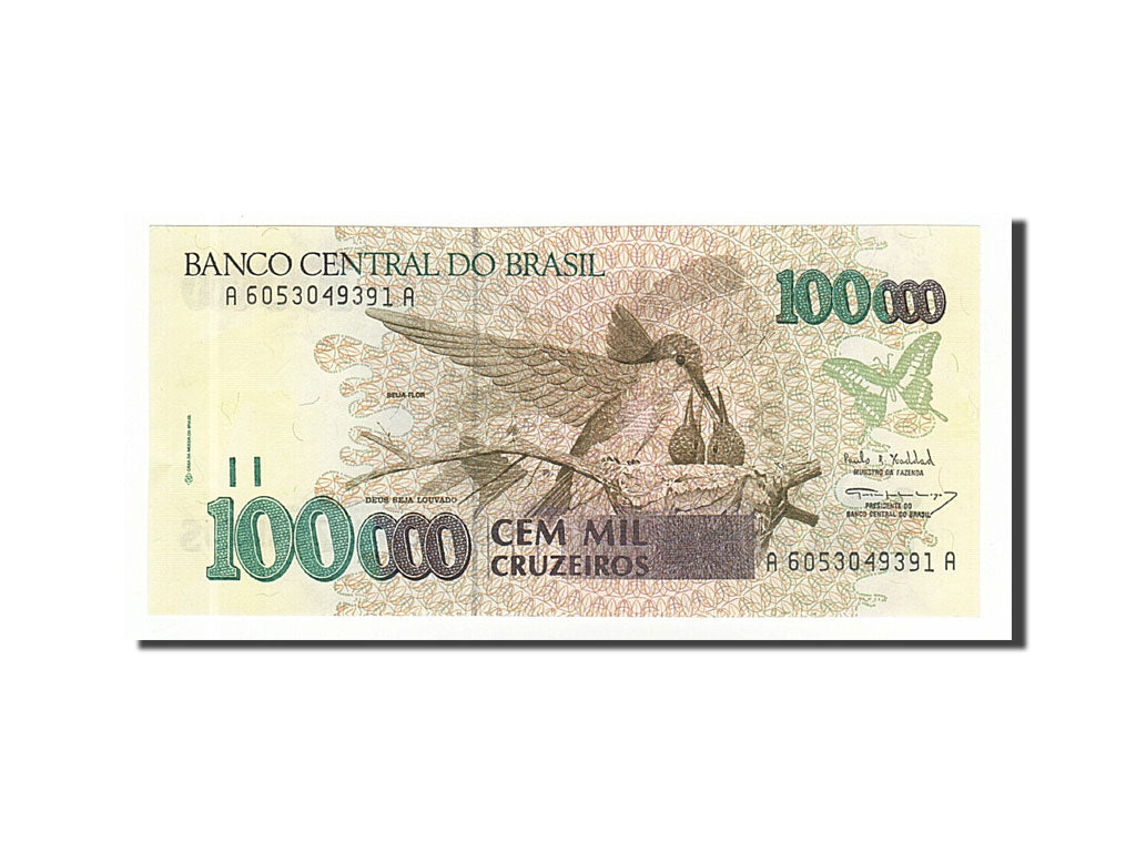 Banknote, Brazil, 100,000 Cruzeiros, 1993, UNC(65-70)