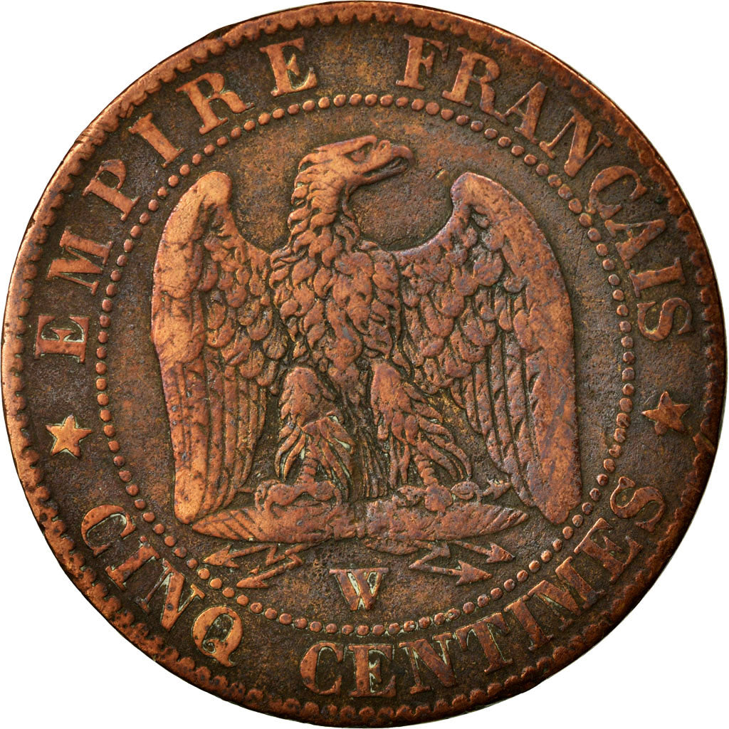 Moneda, Francia, Napoleon III, Napoléon III, 5 Centimes, 1855, Lille, BC+