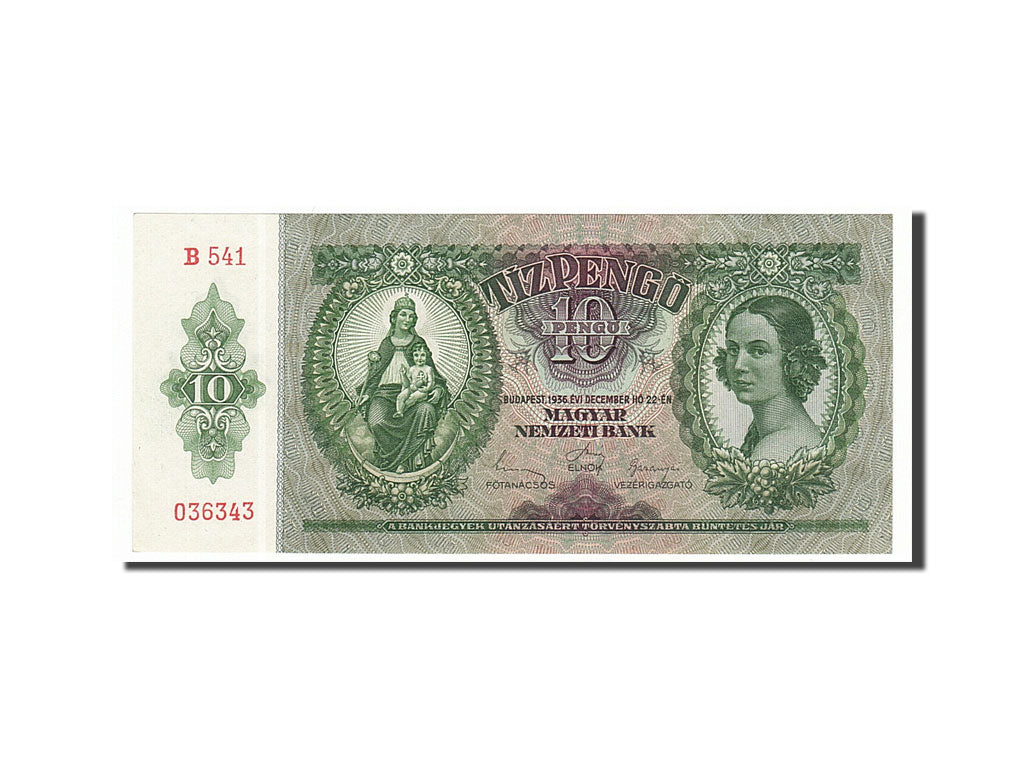 Hungary, 10 Pengö, 1936, KM #100, 1936-12-22, UNC(65-70), B541