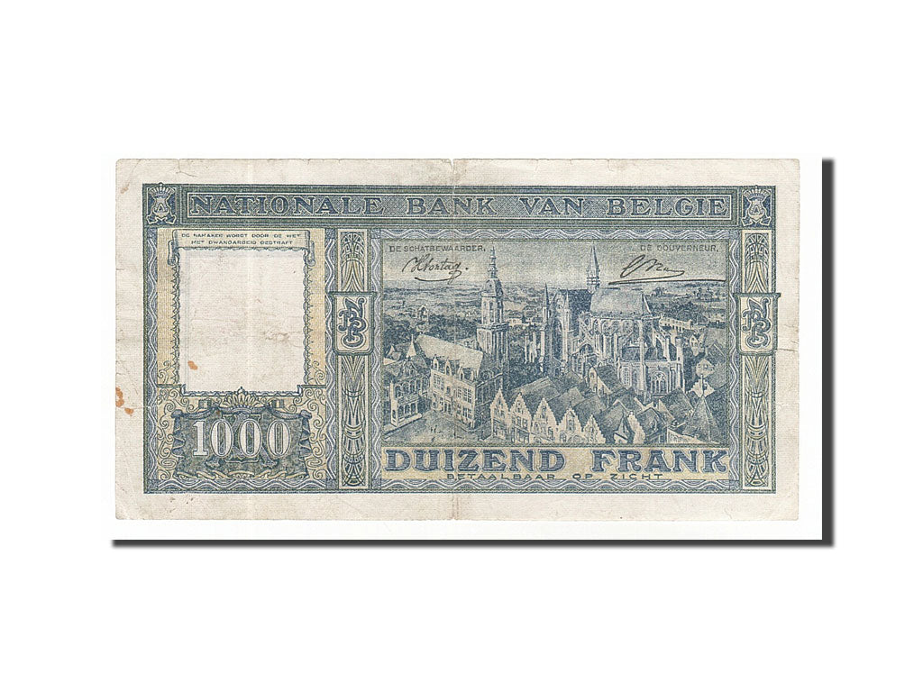 Belgium, 1000 Francs, 1944, KM #128a, 1944-10-28, VF(20-25), 0173.C.190