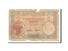 French Somaliland, 5 Francs, 1928, KM #6b, VG(8-10), Q.58