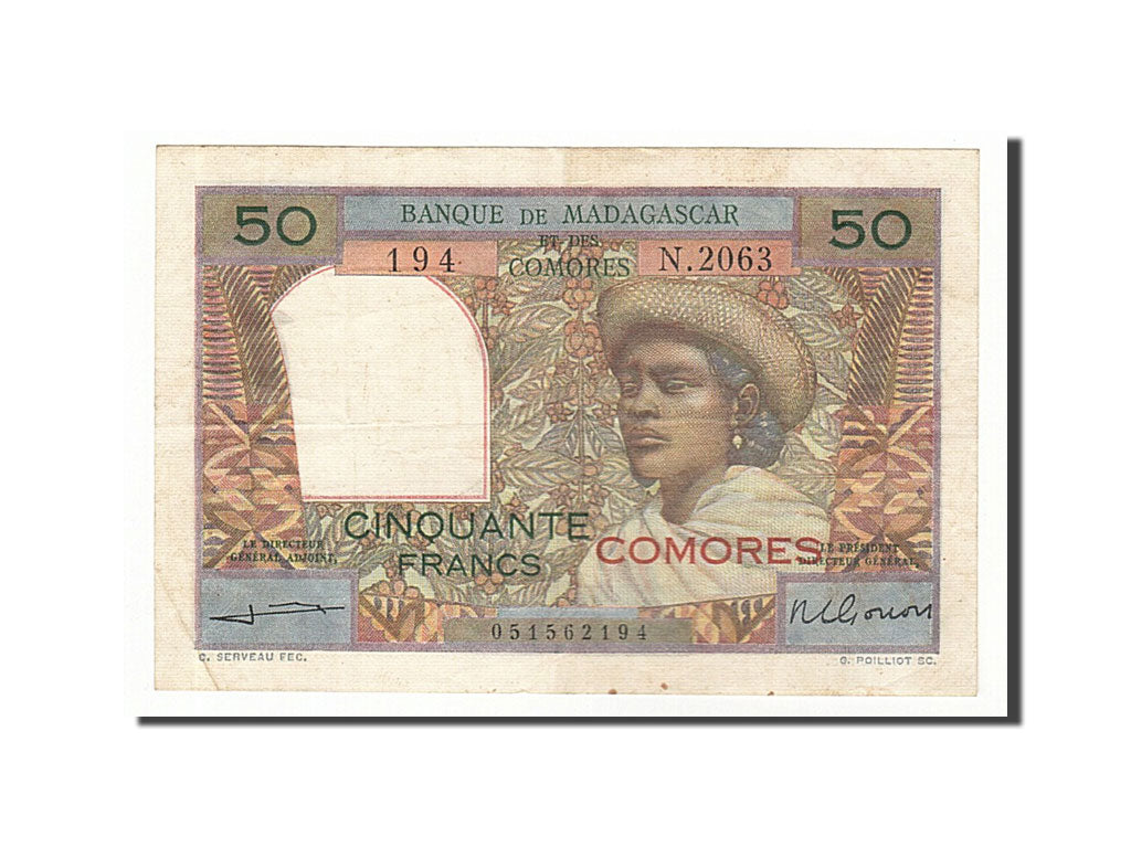 Comoros, 50 Francs, 1960, KM #2b, EF(40-45), N.2063