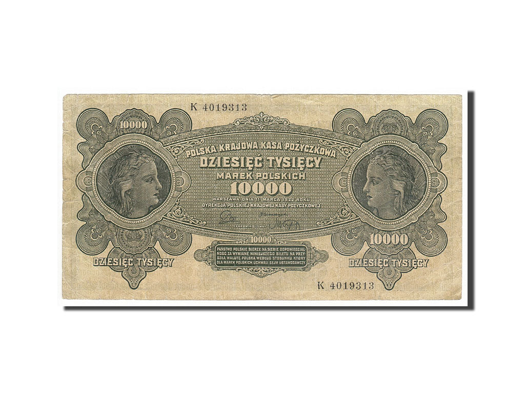Banknote, Poland, 10,000 Marek, 1922, 1922-03-11, EF(40-45)