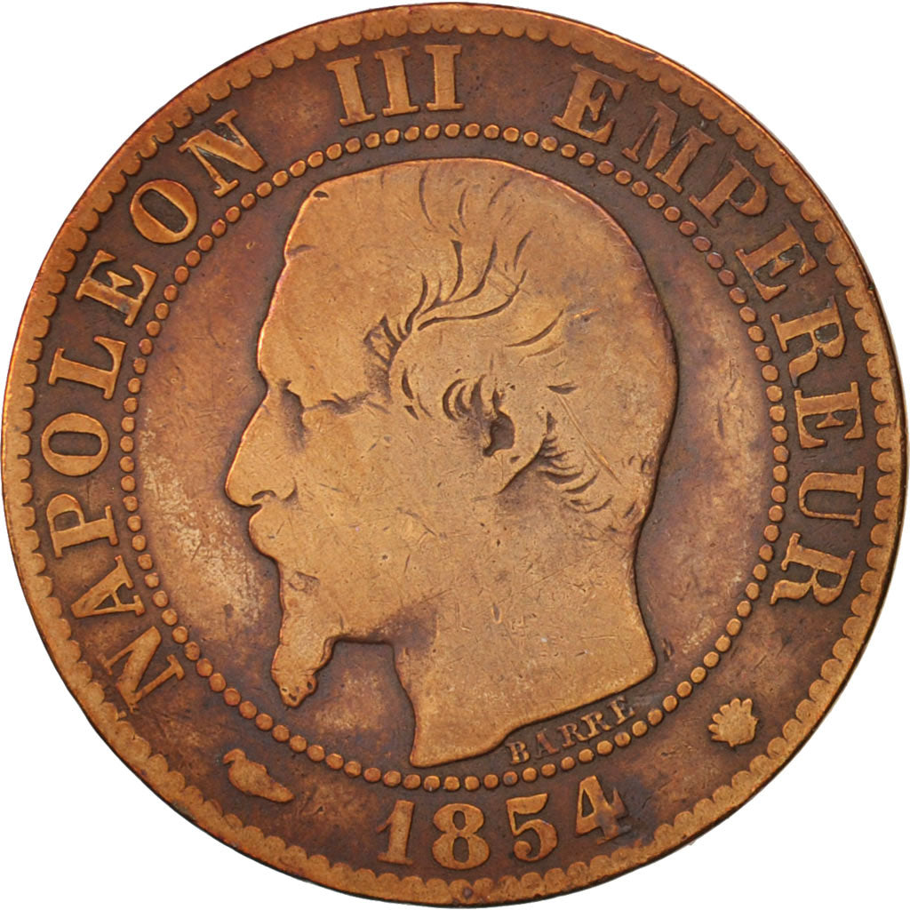 France, Napoleon III, 5 Centimes,1854, Marseille, F(12-15), Bronze, KM 777.6