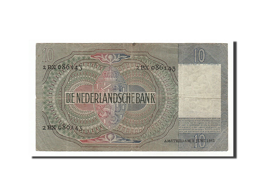 Netherlands, 10 Gulden, 1942, KM #56b, 1942-06-08, EF(40-45), 2BX086143