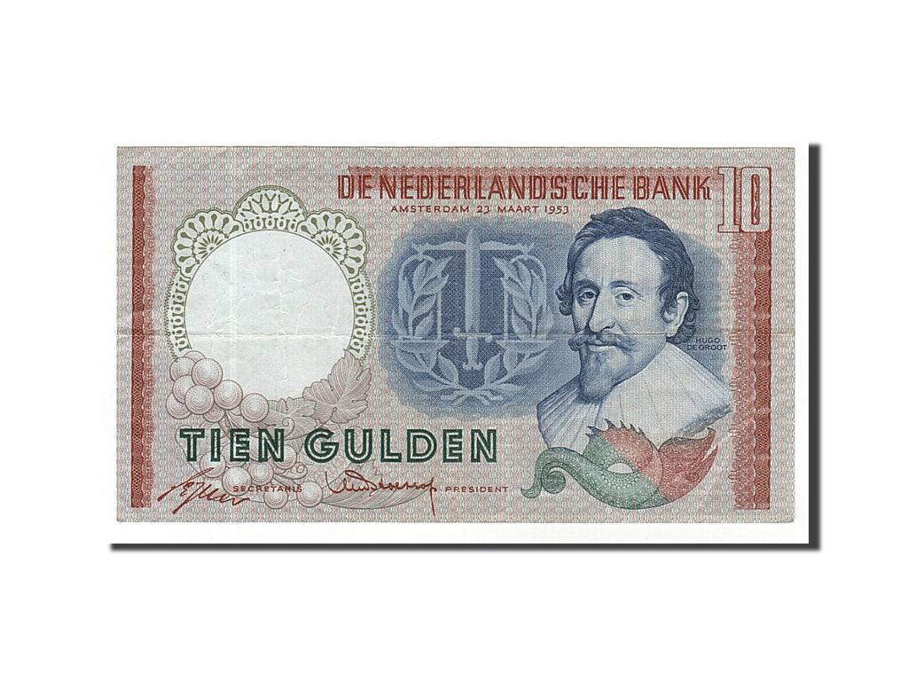 Netherlands, 10 Gulden, 1953, KM #85, 1953-03-23, EF(40-45), EAF011540