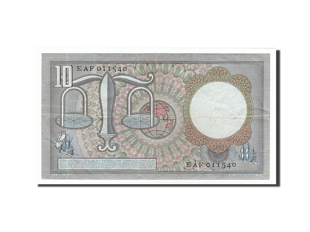 Netherlands, 10 Gulden, 1953, KM #85, 1953-03-23, EF(40-45), EAF011540