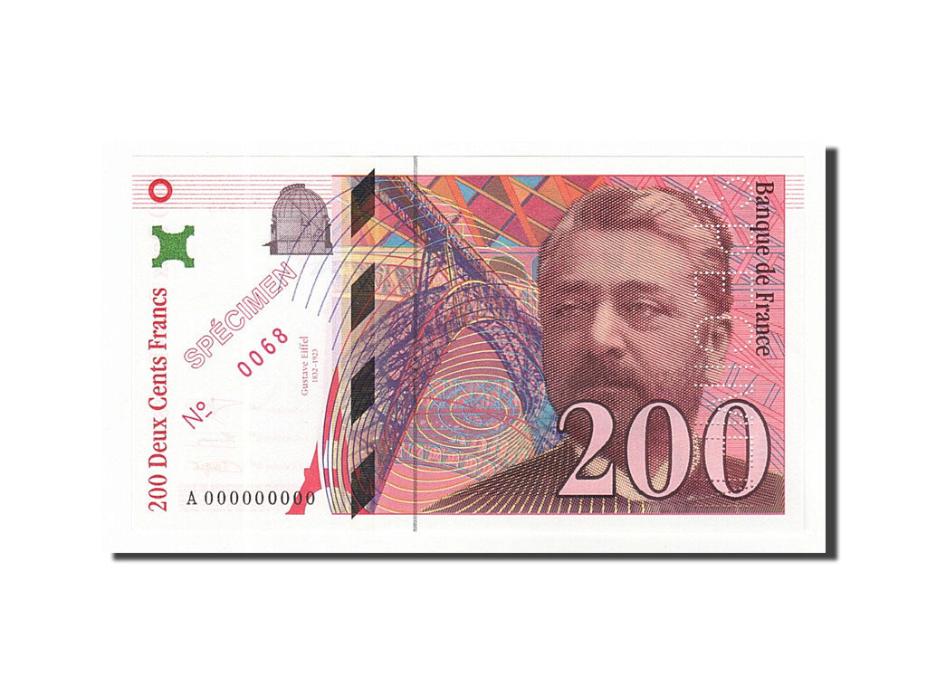 France, 200 Francs, 200 F 1995-1999 ''Eiffel'', 1995, KM #159s, UNC(65-70), A...