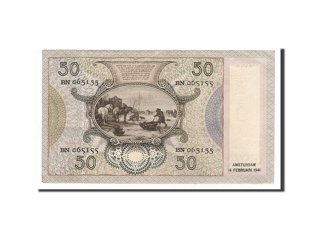 Netherlands, 50 Gulden, 1941, KM #58, 1941-02-14, AU(55-58), BN065155