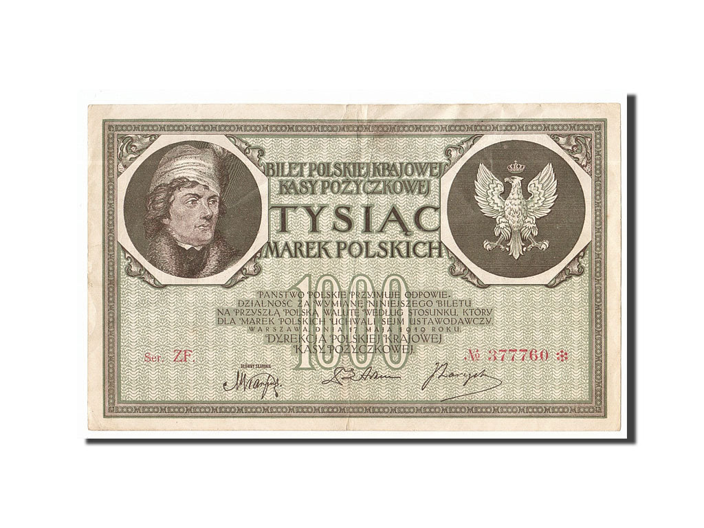 Banknote, Poland, 1000 Marek, 1919, 1919-05-17, AU(55-58)