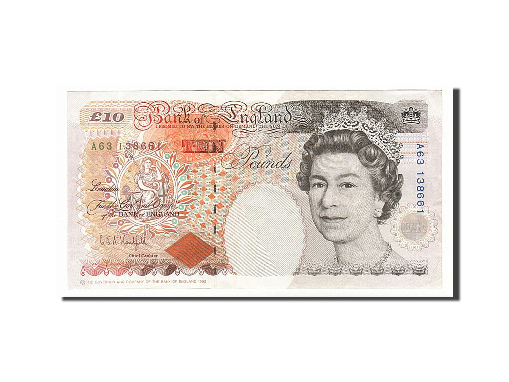 Great Britain, 10 Pounds, 1993, KM #386a, AU(55-58), A63138661