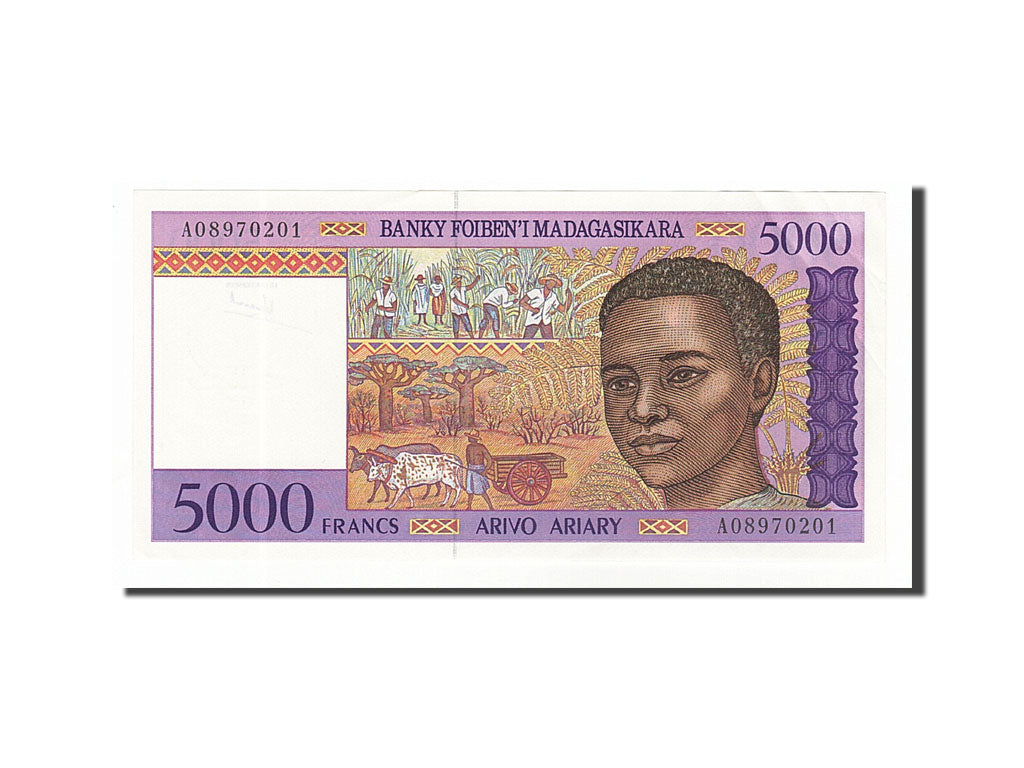 Madagascar, 5000 Francs = 1000 Ariary, 1995, KM #78a, UNC(60-62), A08970201